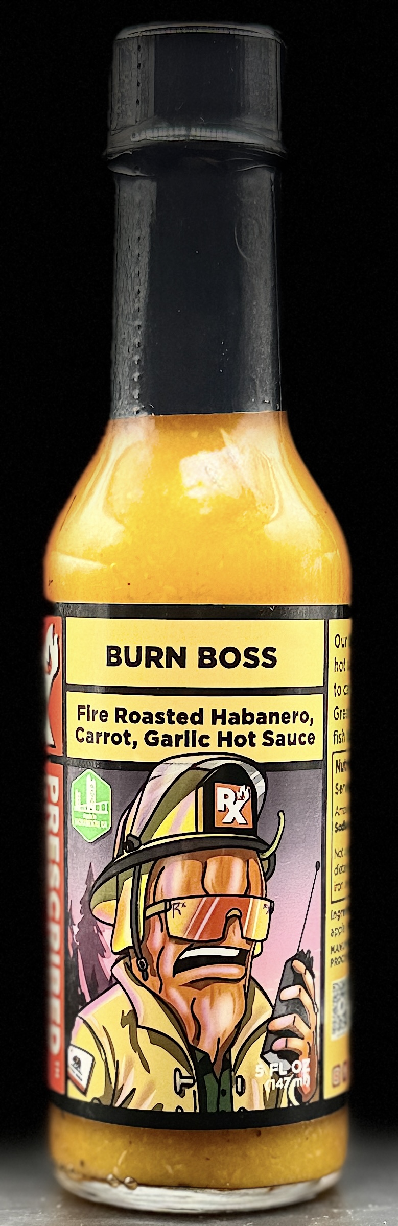 Burn Boss habanero hot sauce label